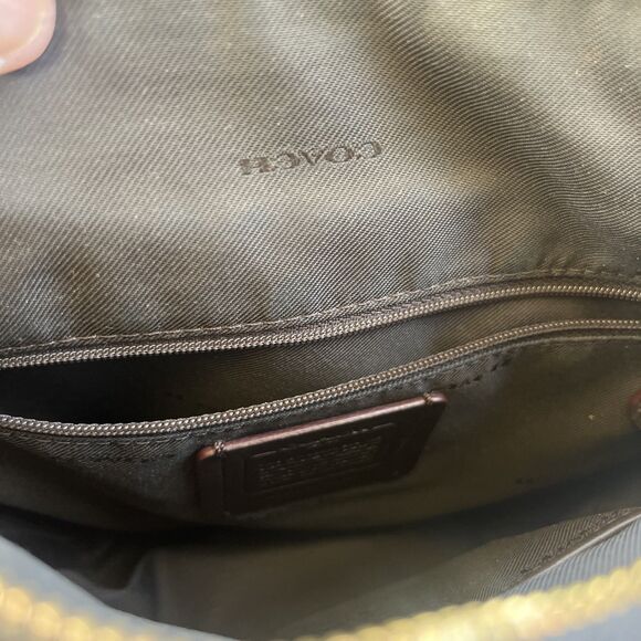 COACH Women's Signature Canvas Brown Leather Duffle Handbag Classic Design - Picture 11 of 16